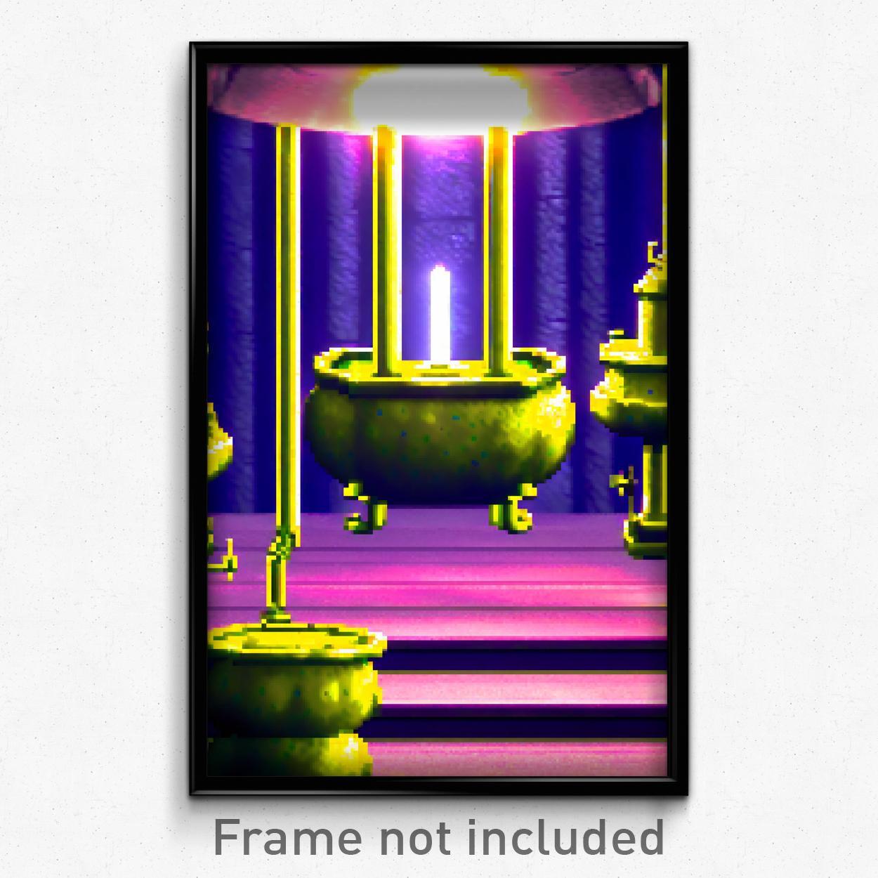 8-Bit Psychedelic Pixel Art Poster - Mushy Cistern Trippy Gamer Print