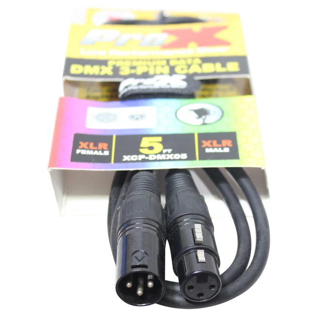 4 Pack Pro X 5 Ft. DMX XLR3-M to XLR3-F Premium Cable - Image 4 of 4