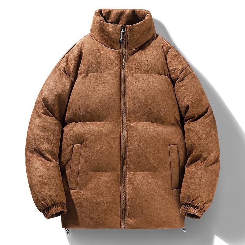 ジャケット・アウター FAUX SUEDE PUFFER JACKET Men Faux Suede Puffer Jacket Coat Windproof Full Zip Quilted