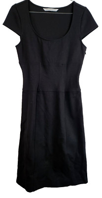 Diane Von Furstenberg Womens Midi Dress Small Black Short Sleeve Classic