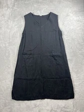 Match Point Dress Womens Medium Linen Lagenlook Casual Pockets Beach Coastal