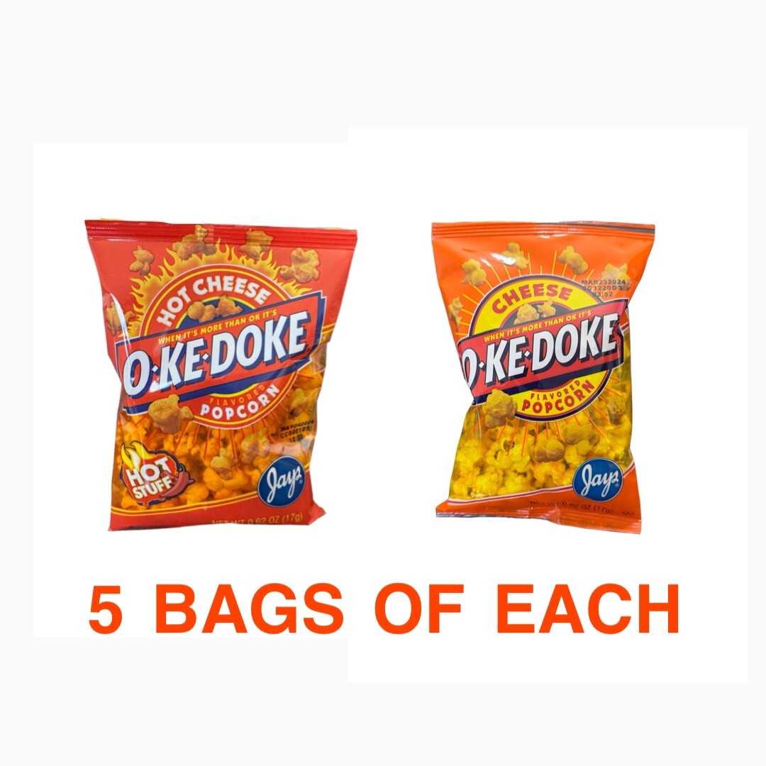 Jay's OKE DOKE Hot Cheese/Cheese Combo Flavored Popcorn 5 .625