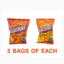 Jay’s OKE DOKE Hot Cheese/Cheese Combo Flavored Popcorn 5 .625 Bags Each SEALED