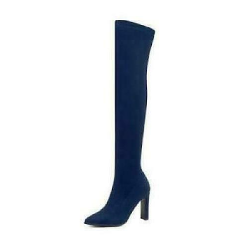 Trendy Women Over The Knee Thigh High Pointy Toe Riding Boots Block Heels shoes - Picture 14 of 23