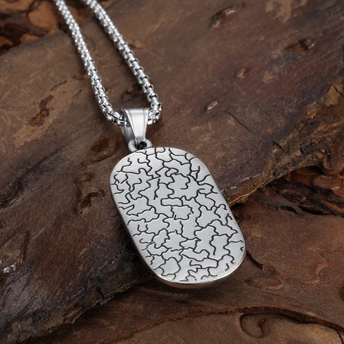 Mens Dog Tag Aztec Evil Eye Eagle Pendant Necklace Stainless Steel Chain - Picture 4 of 26