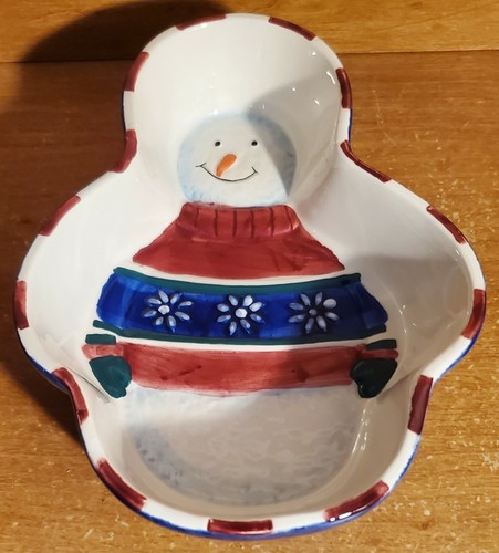 St. Nicholas Square Snowman bowl, 6 1/2" x 5" x 2", Christmas, 1998, Excellent - Picture 3 of 9
