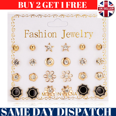 Fashion  12 Pairs//Set  Different Style Ear Studs Earrings Allergy Wholesale.