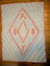 Vintage Pink White BABY Cloth Towel Blanket 17" x 23" O2 