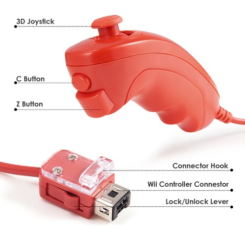 Confezione da 2 Controller Nunchuck Joystick Gamepad Sostituzione per Console Wii/Wii U - Foto 28 di 33