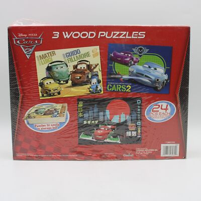 CARS 2 Disney Pixar 3 Wood Puzzles Pack 24 Pieces Each Cardinal