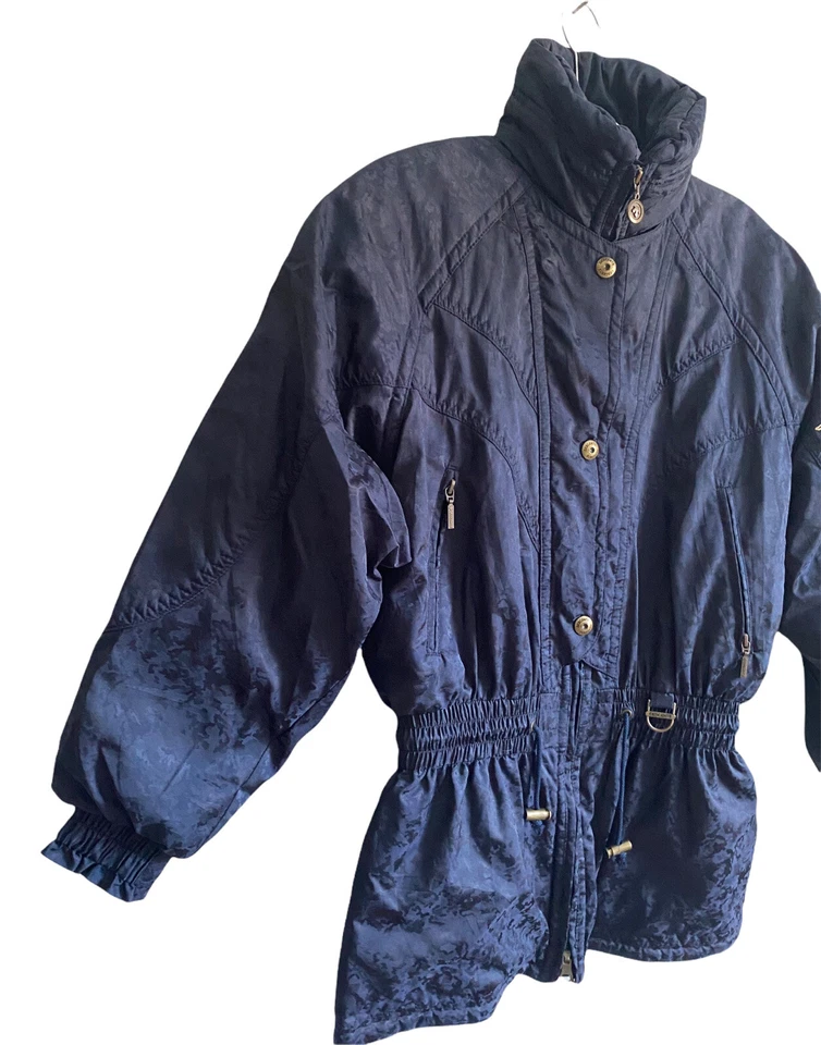 Chaqueta Parka De Colección Descente Esquí Nieve Para Mujer EE. UU. 6 / UE 36 Invierno Larga Estampado Azul Foto 2 de 4