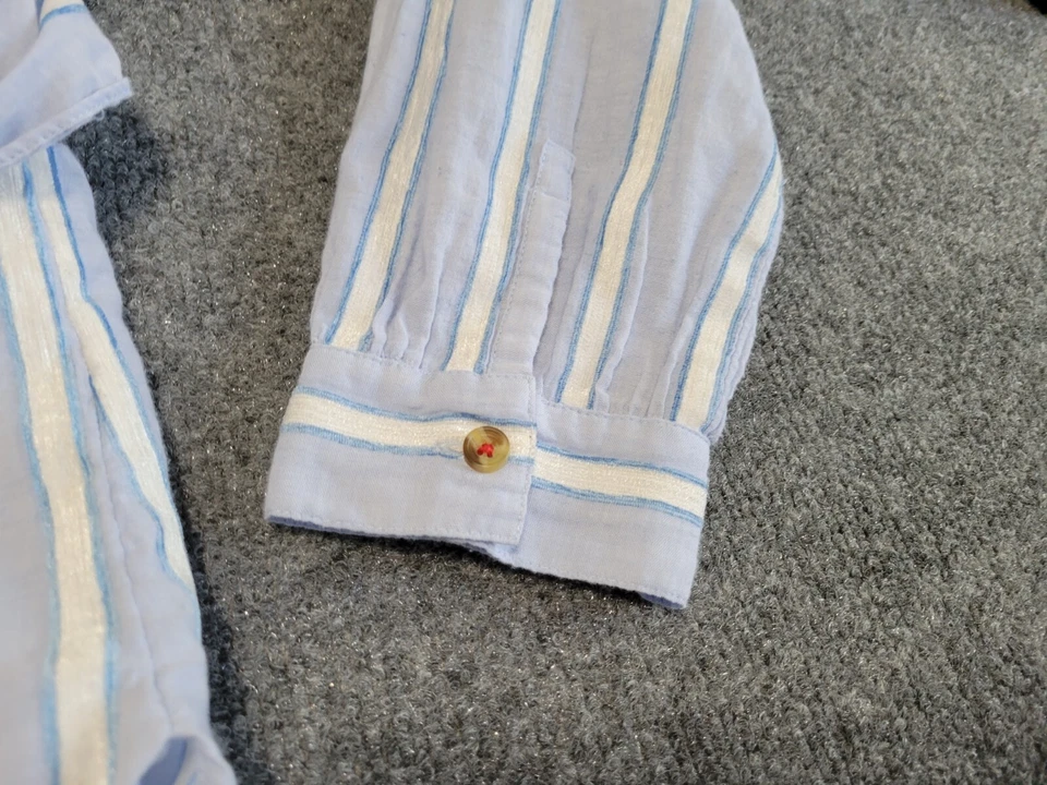 Top túnica Anthropologie Building 12 azul blanco a rayas camisa cintura corbata Foto 4 de 4