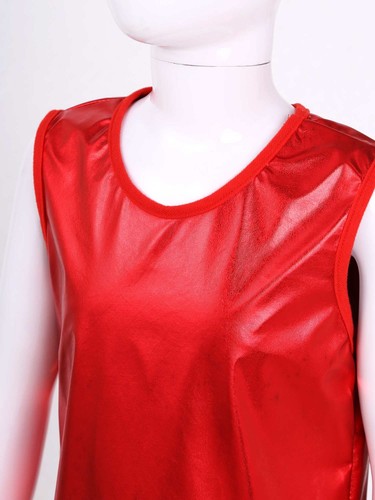 Girls Boys Metallic Tops Ballet Gymnastics Leotard Shirts Vest for Jazz Hip Hop - Picture 40 of 51