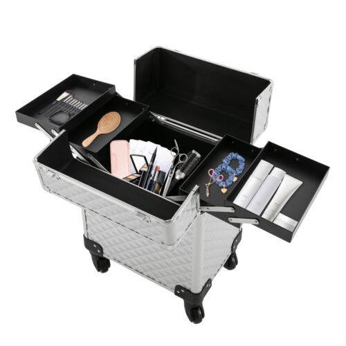 Maleta de Maquillaje Profesional Maleta de Almacenamiento Trolley Ruedas Estuche de Cosméticos - Imagen 20 de 24