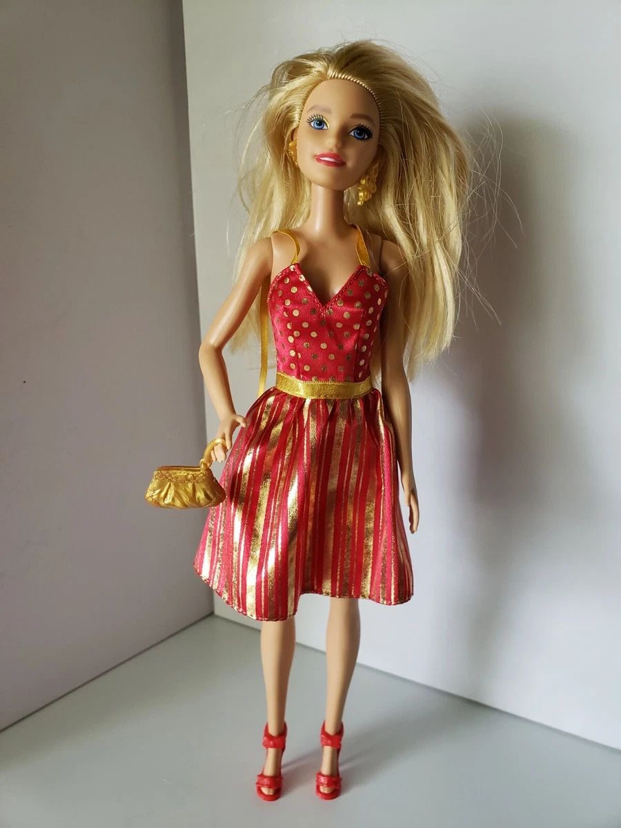 Barbie Holiday Doll Gold Red Fashion Dress Christmas Purse 2018