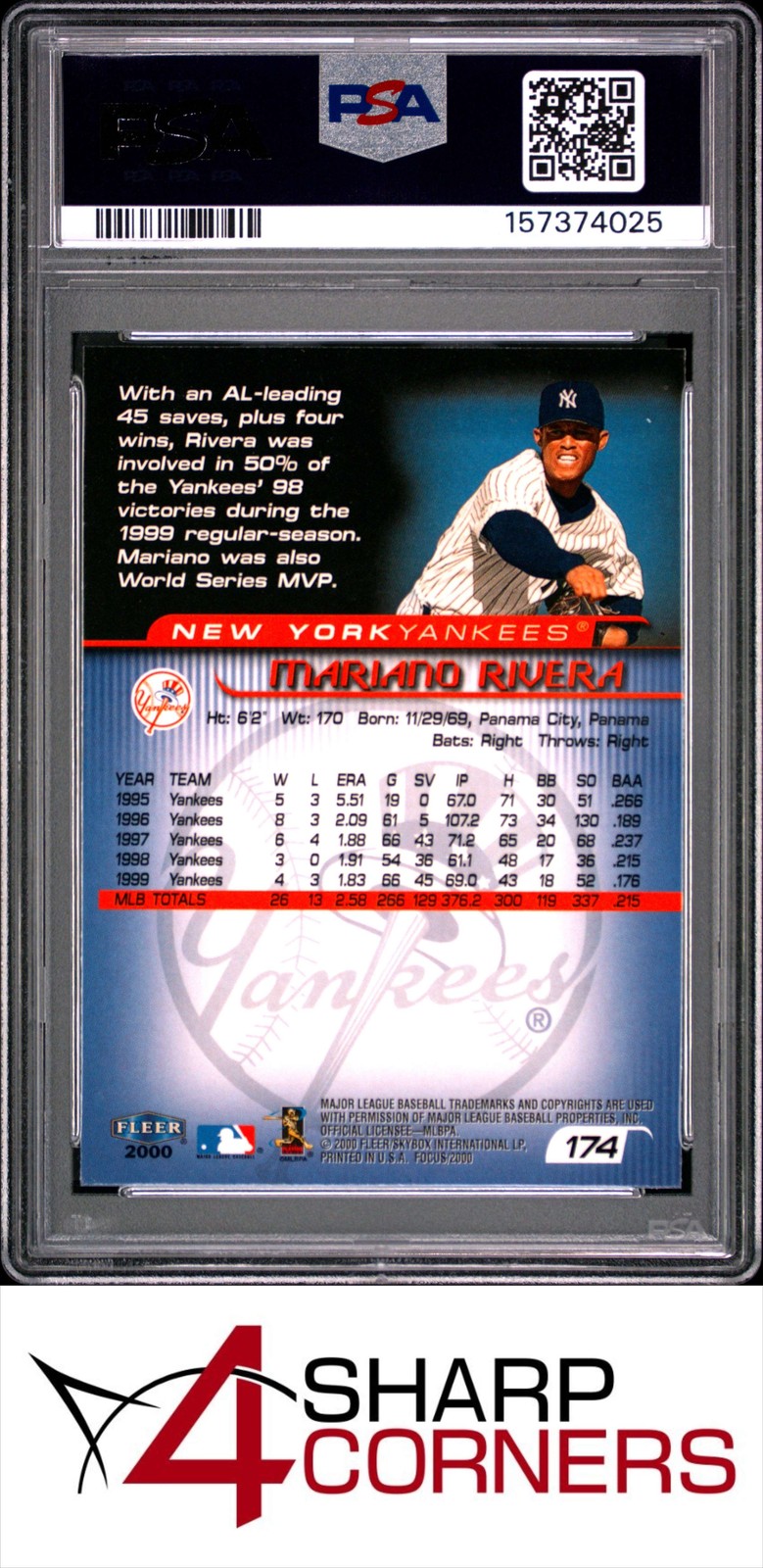 2000 FLEER FOCUS #174 MARIANO RIVERA YANKEES HOF PSA 10 view 2
