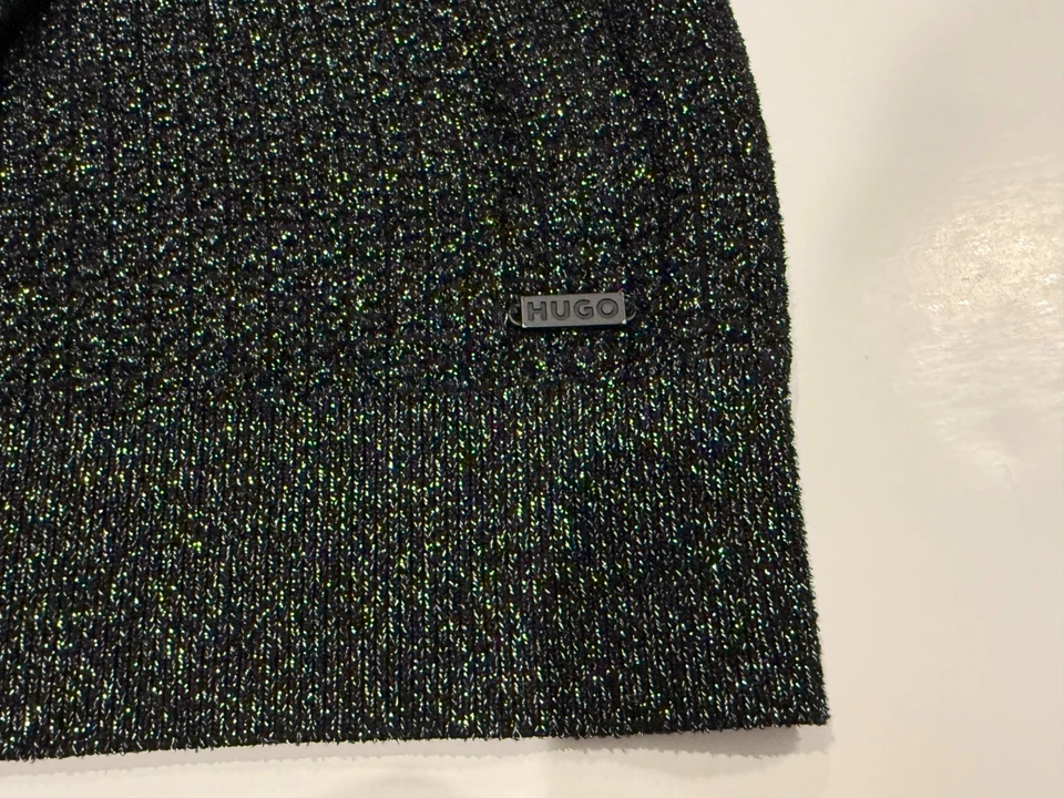 Suéter de punto metálico para hombre Hugo Boss negro plateado talla XL, excelente estado Foto 4 de 4