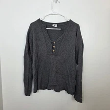 Columbia Gray Cotton Angora Blend Henley Outdoor Knit Warm Sweater Size Large