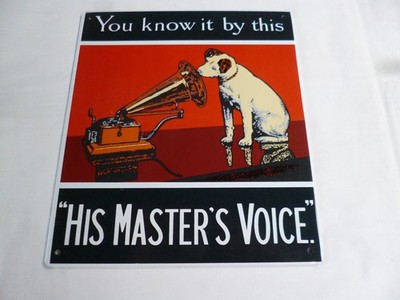 His Master`s Voice Deko Blechschild ! kein Emailschild ungehangen 22x25cm