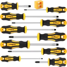 11-Piece Magnetic Screwdriver Set with 5 Phillips and 5 Flat Head Tips