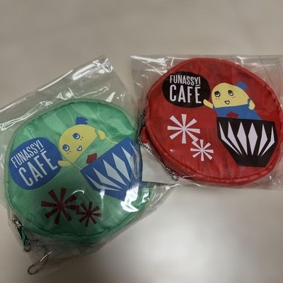 Funassyi Eco Bag A/B  FUNASSYI CAFE, Polyester, 2Piece Set, Green A / Red B,