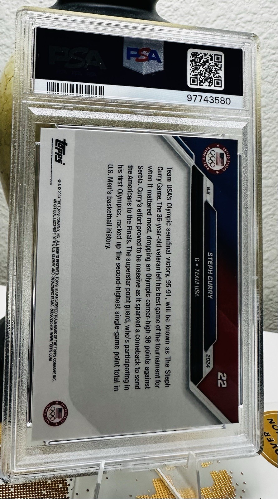 2024 Tips Now Olympic #22 Steph Curry USA PSA 10 view 2