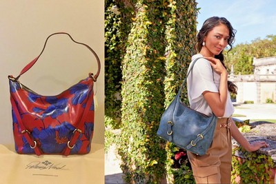 NWT Patricia Nash Elia Grecian Rose Hobo Shoulder Bag red blue zip top