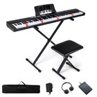 88-Key Electric Piano Keyboard w/Adjustable Stand Stool, Light-up Keys & Buttons