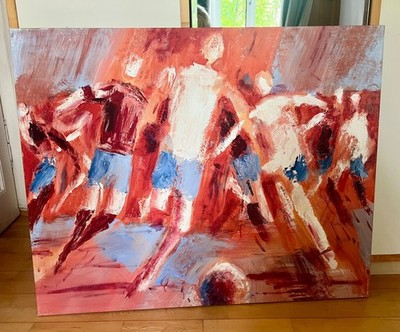 Acryl Gemälde   ️Bild Oskar Brunner ''WM Fußball'' 100 x 80 quer Großformat