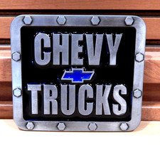 NEW Chevy Trucks Logo Pewter Finish Enamel Metal Belt Buckle.