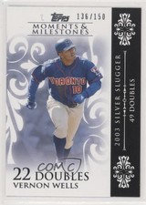 2008 Moments & Milestones /150 Vernon Wells (2003 Silver Slugger 49 Doubles) y0i