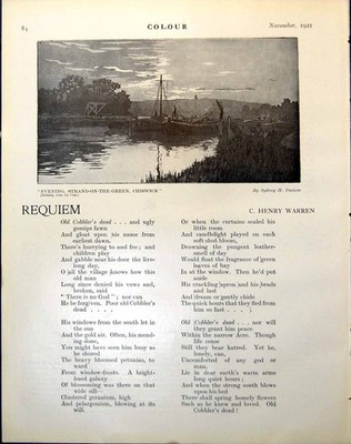 Antiker alter Druck Abendstrand-auf-dem-Grünen Chicwick Sydney H Paviere 1921