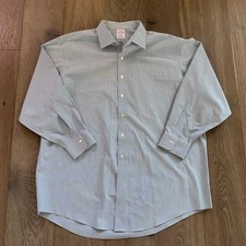 Brooks Brothers Madison Fit 18-34 Navy/White Striped Long Sleeve Non-Iron Stretc