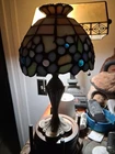 Vintage Partylite Poinsettia Tiffany Style Stained Glass Tea Light Candle Holder