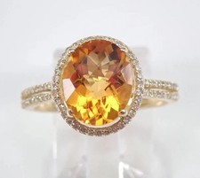 2.30Ct Oval Cut Lab-Created Citrine Halo Engagement Ring 14K Yellow Gold Plated
