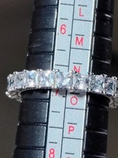 R486 925 Sterling Silver CZ Eternity Band Ring Princess Cut Size 7 Sparkle