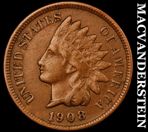 1908 Indian Head Cent- Very Fine Better Date No Reserve #J519