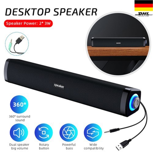 USB PC Lautsprecher Stereo Bass Speaker Multimedia Soundbar für Computer Laptop - Bild 11 von 12