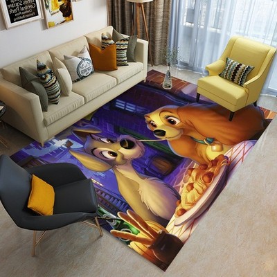 Lady and the Tramp Print Foldable Rectangular Floor Mat Rugs Anti-Skid Carpet