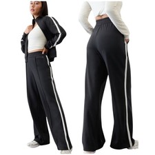 NWT Athleta Finish Line Straight Leg Trendy Track Pant Black/White Size S Tall