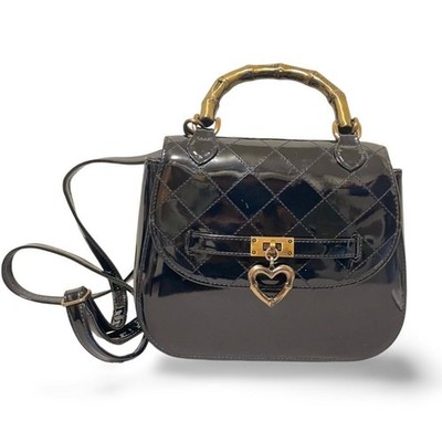 1990s Vintage Moschino Cheap & Chic Black Patent Enamel 2-Way Shoulder Bag