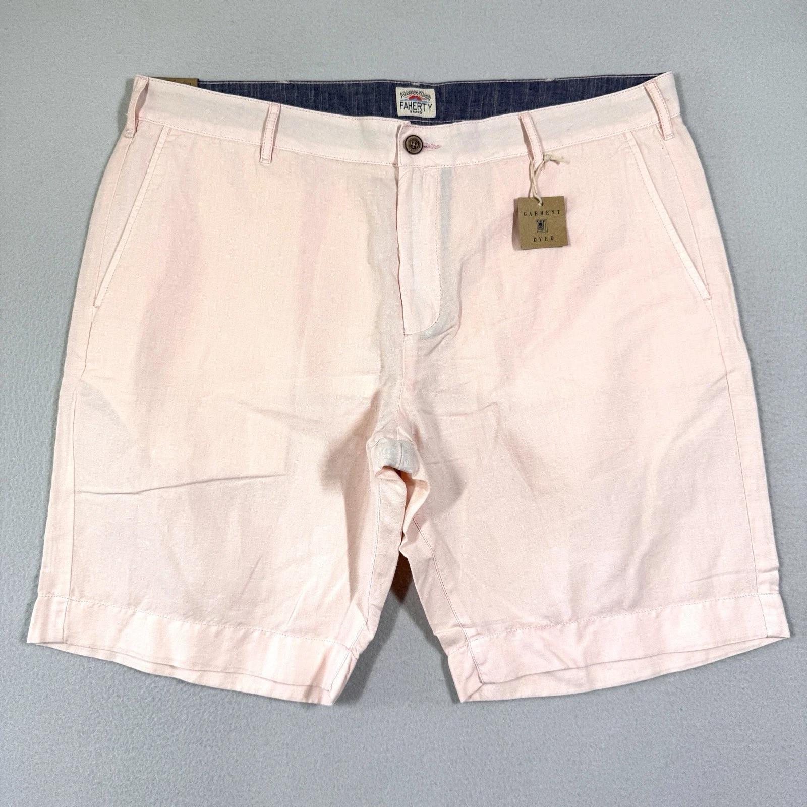 FAHERTY Shorts Mens 36 Malibu Chino Linen Blend Summer Pink Coastal Beach NWT