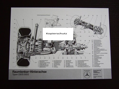 Mercedes Hinterachse W124 Längs- und Querschnitt 12/1984