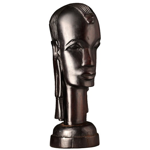 Antigua Estatua Original Vintage Africana Tanzania Fukui Ébano Tallada Cabeza Busto - Imagen 7 de 24