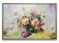 Hungryartist -Original Oil Painting of Still-Life Flower on Canvas 24x36 Framed