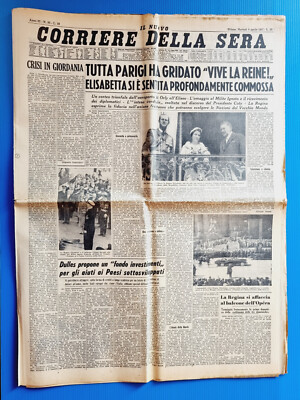 CORRIERE DELLA SERA 9 April 1957 Königin Elisabeth II In Paris Élysée René Coty
