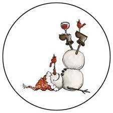 TIPSY SNOWMAN CHRISTMAS ENVELOPE SEALS LABELS STICKERS PARTY FAVORS