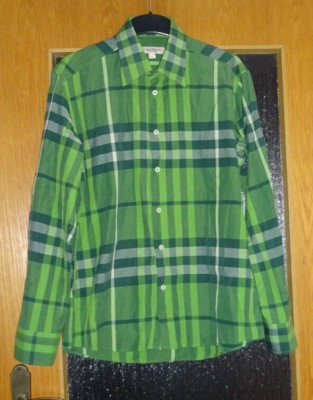 Burberry London Herren Oberteil Business Freizeit Karo Hemd Langarm Grün Gr. L