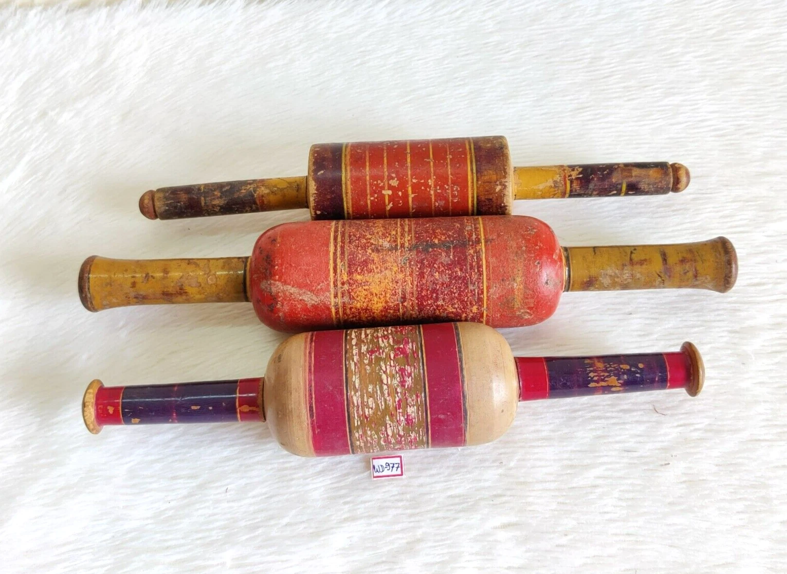 Antique Handmade Tortilla Bread Bakers Multi Color Wooden Rolling Pin 3Pcs WD977
Opens in a new wind