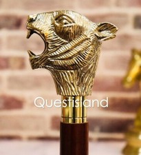New Vintage Brass Solid Handle Wooden Stick Handmade Designer Walking Cane